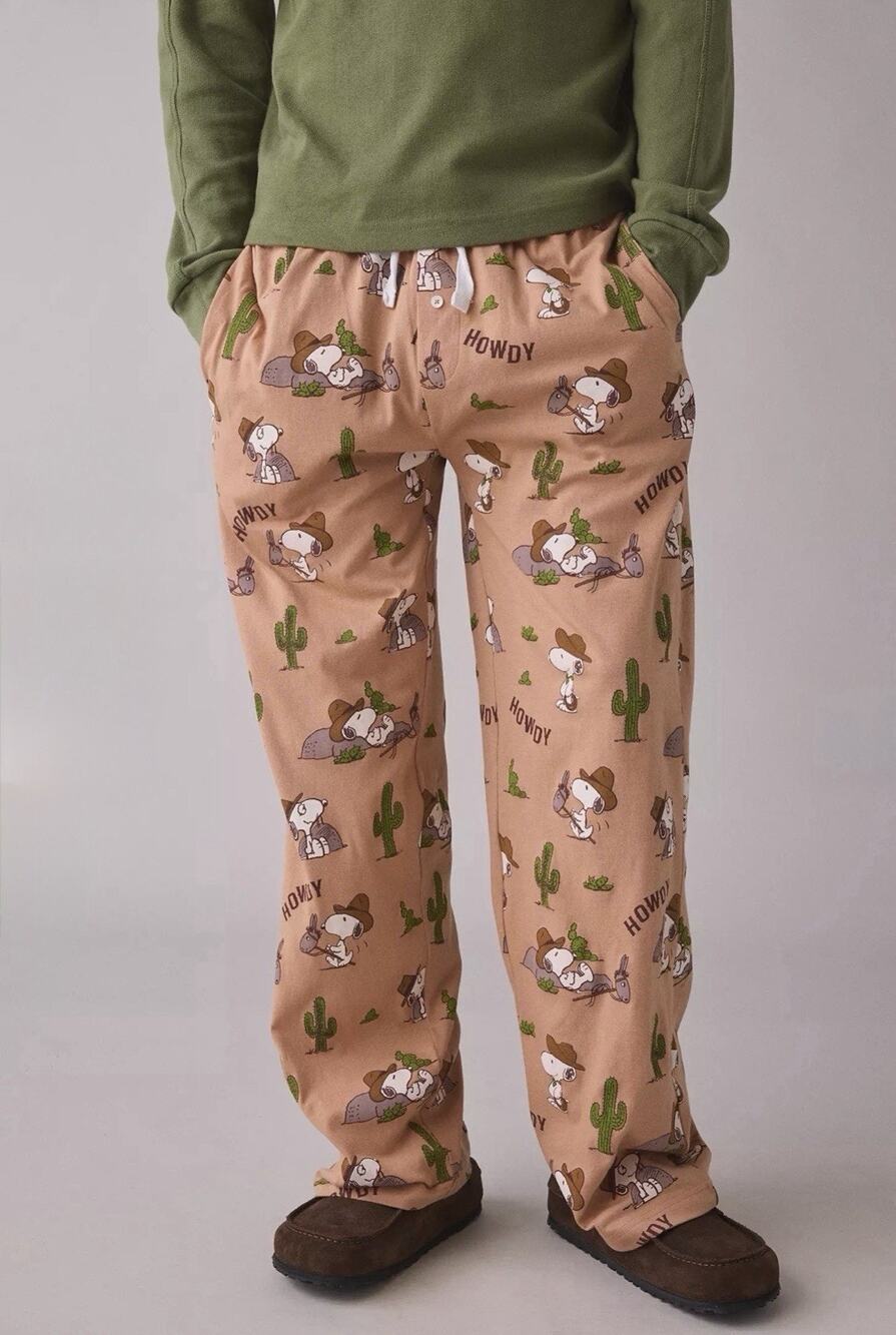 NWT Urban Outfitters Mens [L]PEANUTS Snoopy “Howdy” Western Pattern Pajama Pants